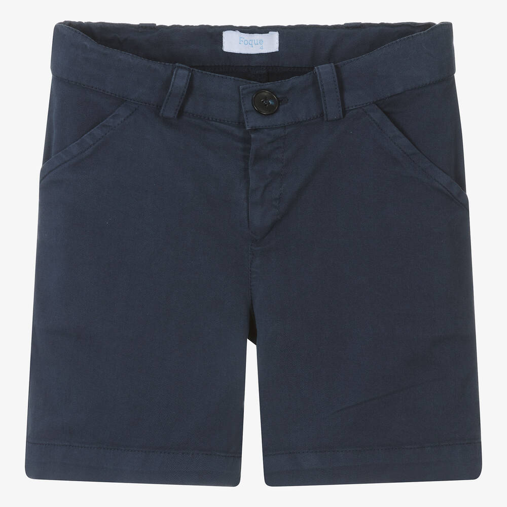 Foque-Boys Navy Blue Cotton Shorts | Childrensalon Outlet