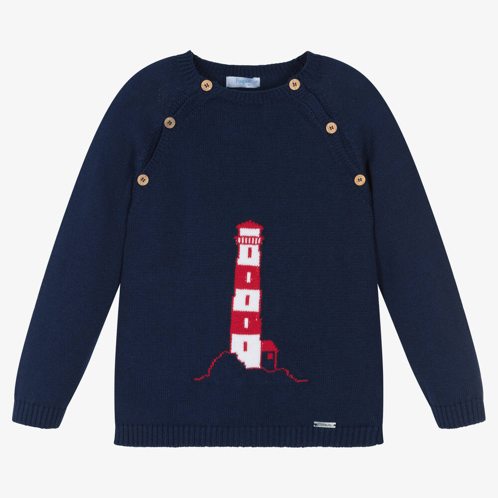 Foque - Navyblauer Leuchtturm-Baumwollpulli | Childrensalon