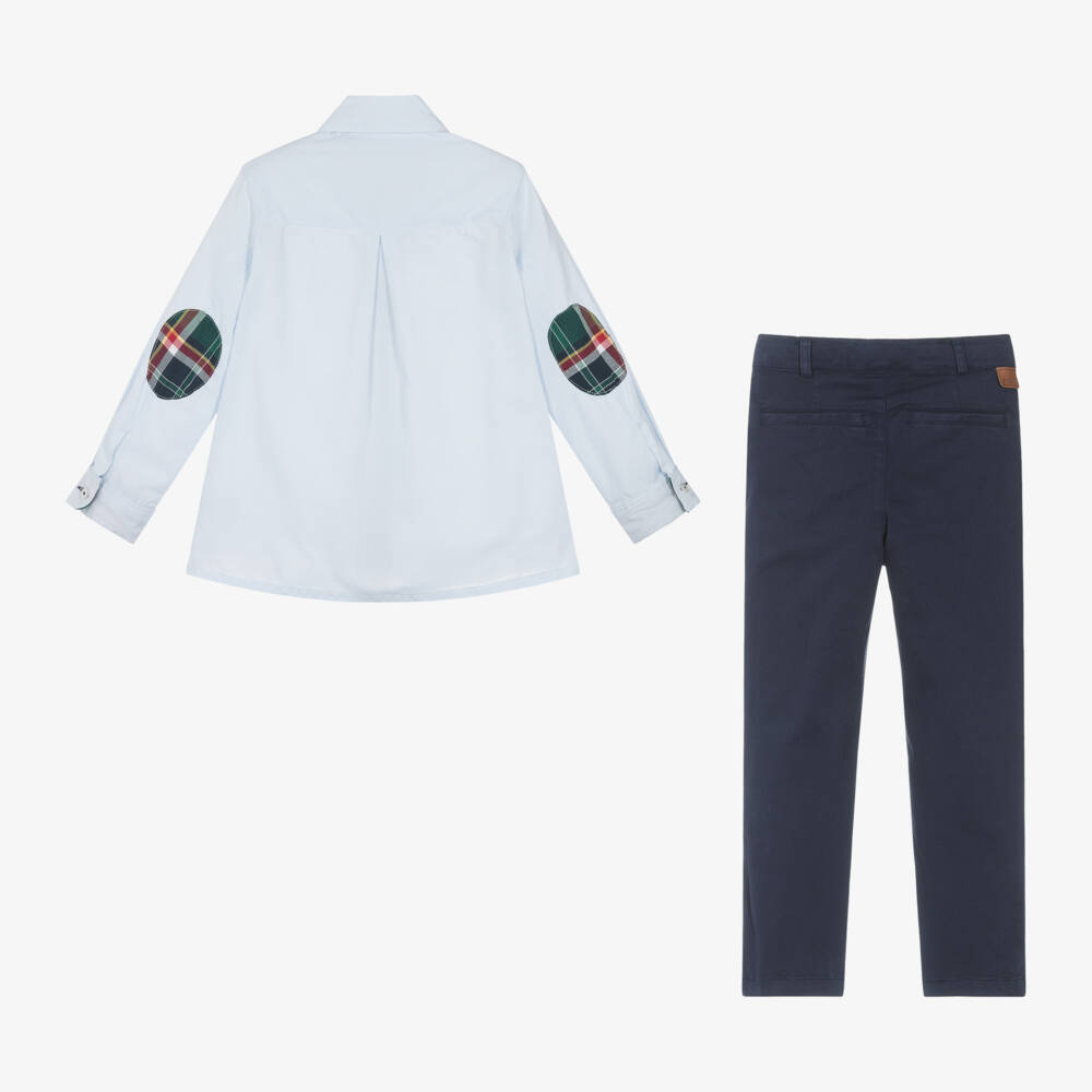 Foque-Boys Navy Check Trousers Ensemble | Childrensalon Outlet