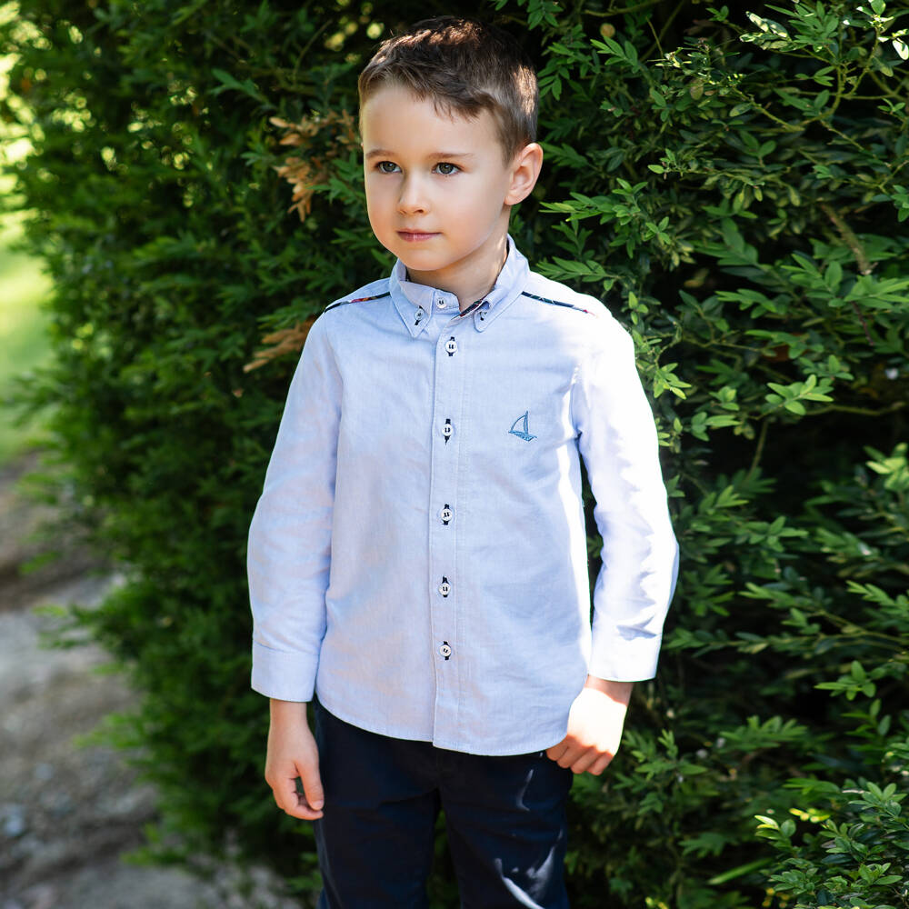 Foque-Boys Navy Check Trousers Ensemble | Childrensalon Outlet