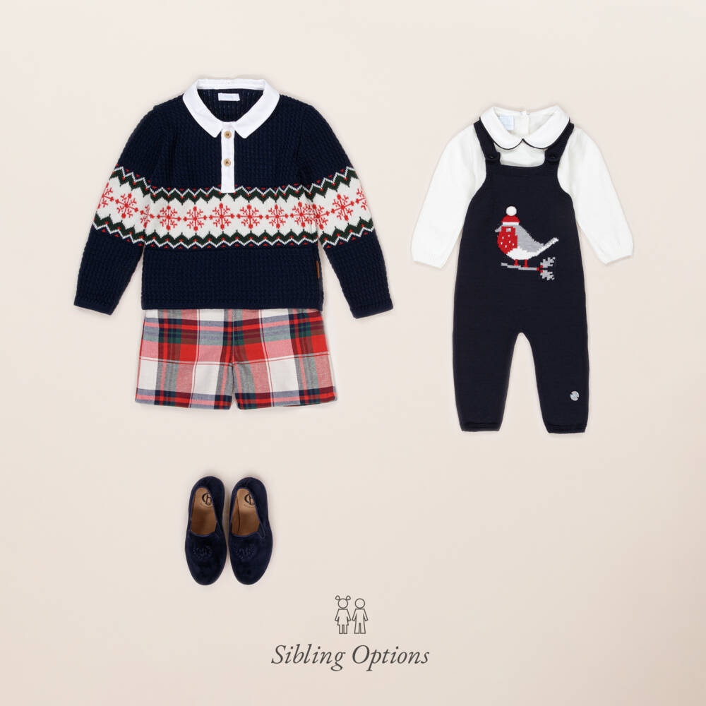 فوكيه-طقم شورت صوف لون كحلي وأحمر للأولاد | Childrensalon Outlet