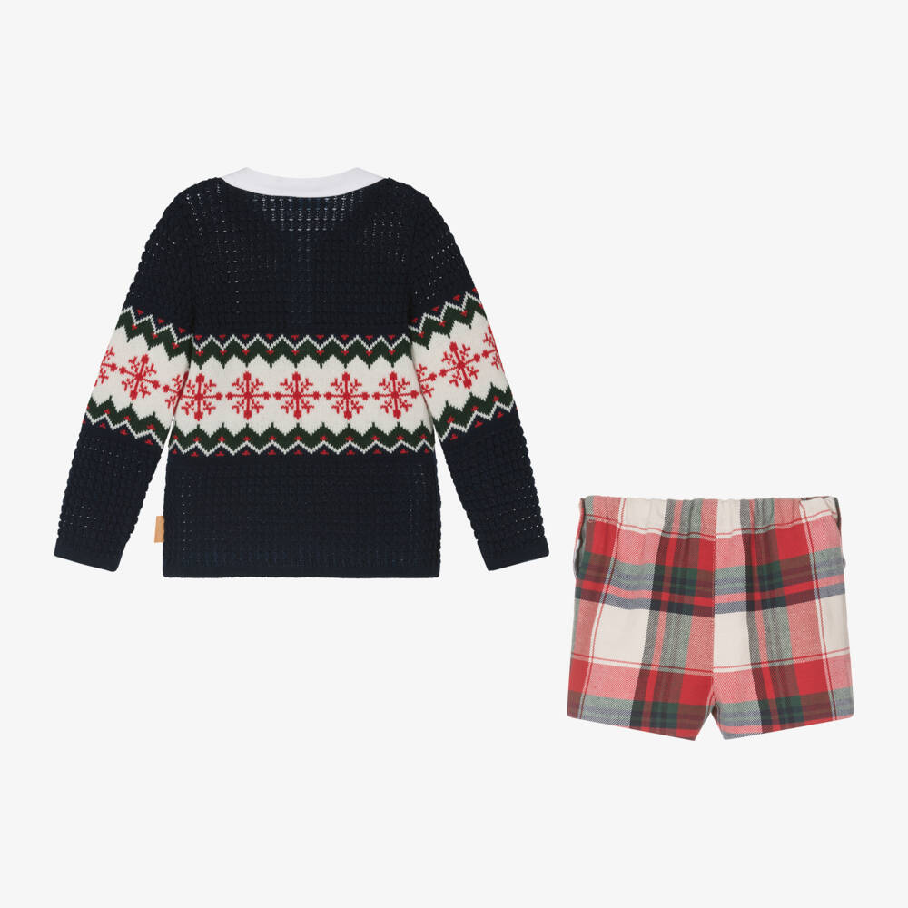 فوكيه-طقم شورت صوف لون كحلي وأحمر للأولاد | Childrensalon Outlet