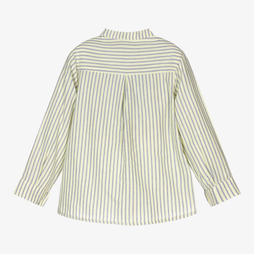 Foque-قميص قطن مقلم لون أصفر نيون وأزرق للأولاد | Childrensalon Outlet