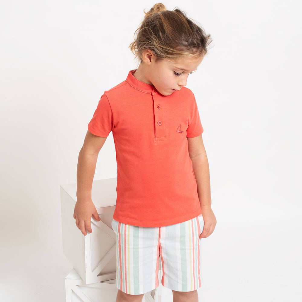 Foque-Boys Orange Cotton Polo Shirt | Childrensalon Outlet