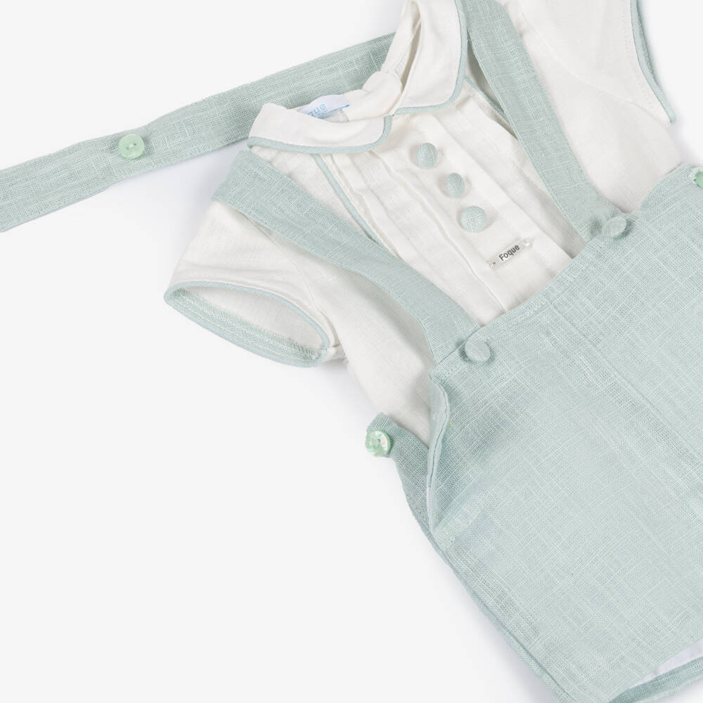 Foque-Boys Pale Green Linen & Cotton Shorts Set | Childrensalon Outlet