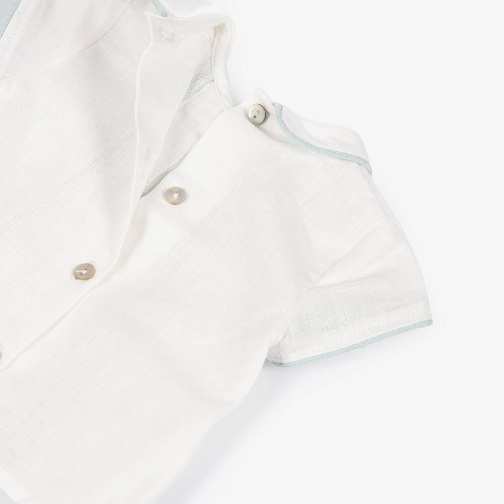 Foque-Boys Pale Green Linen & Cotton Shorts Set | Childrensalon Outlet