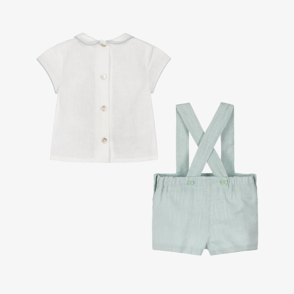 Foque-Boys Pale Green Linen & Cotton Shorts Set | Childrensalon Outlet