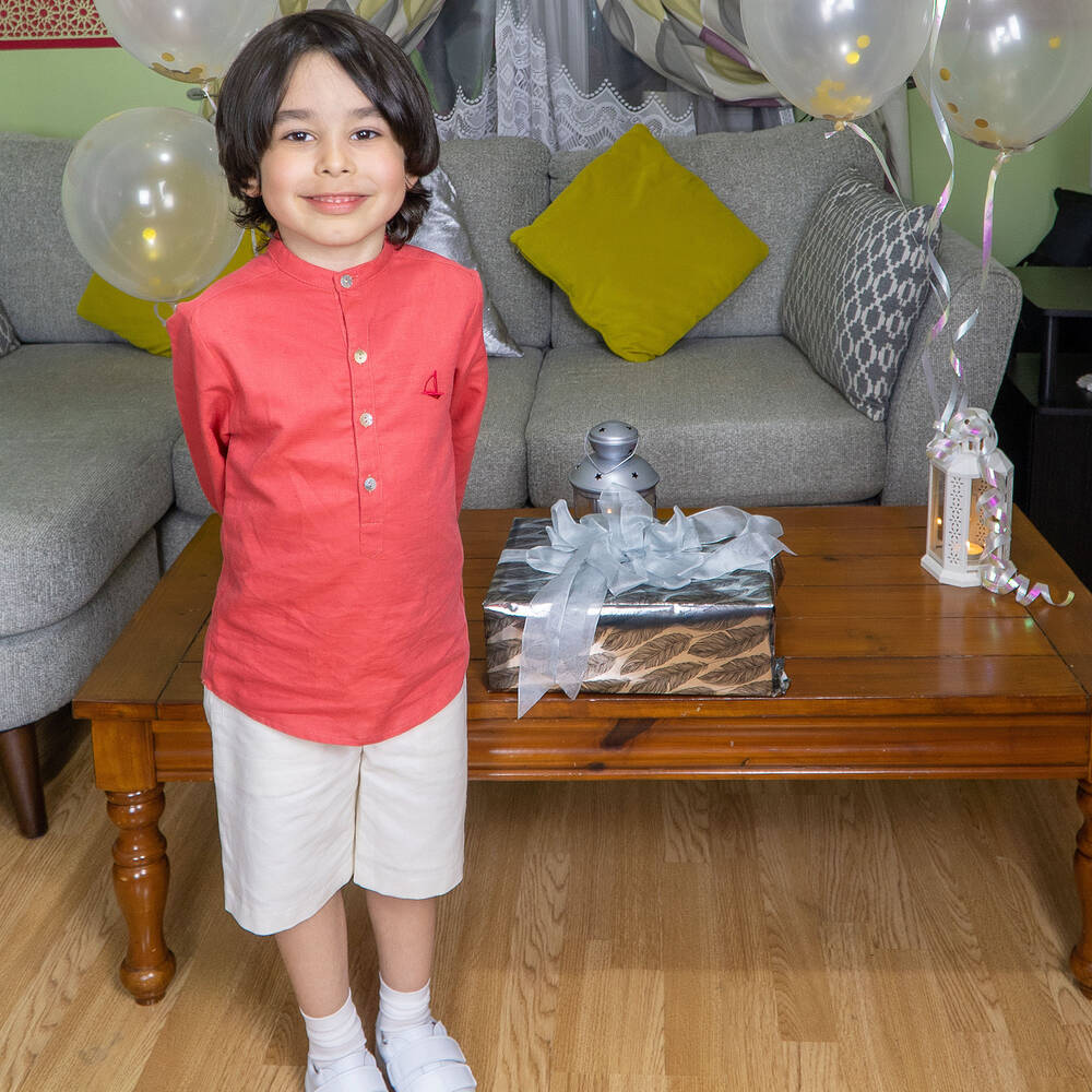 Foque-Красная рубашка с кремовыми шортами для мальчиков | Childrensalon Outlet