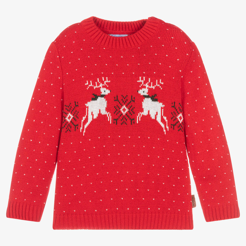 Foque - Boys Red Reindeer Sweater | Childrensalon