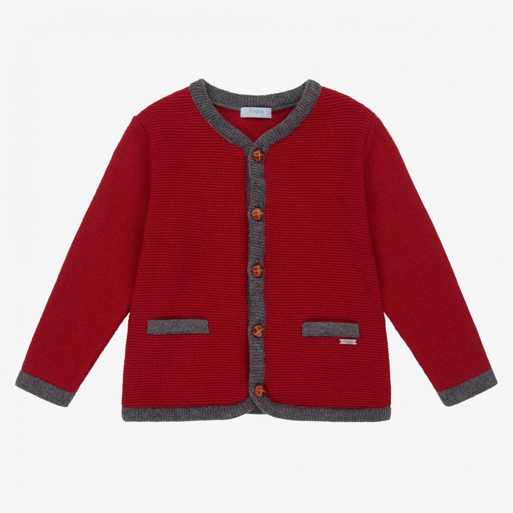 Boys red cardigan sweater clearance