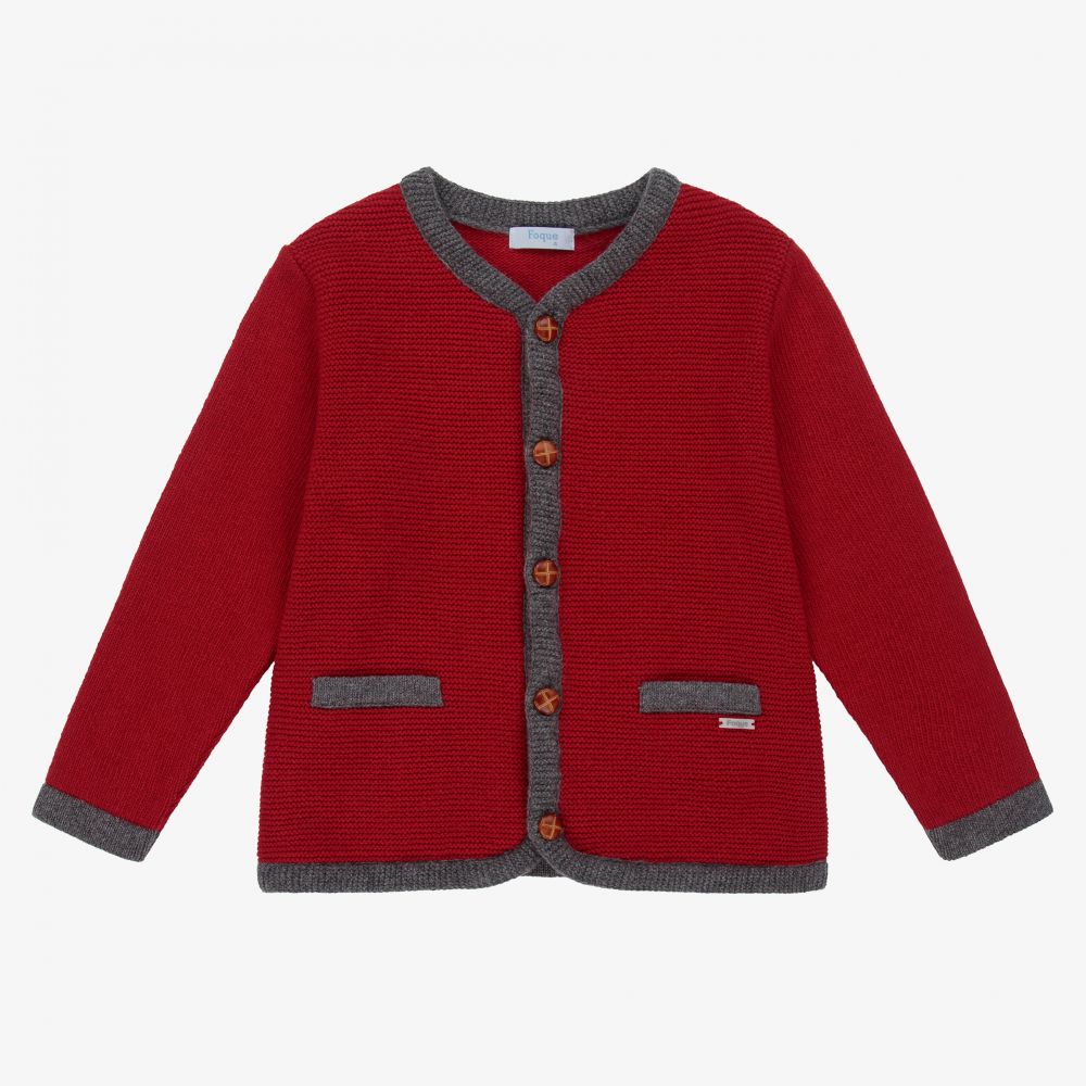 Foque - Rote Wollstrickjacke für Jungen | Childrensalon