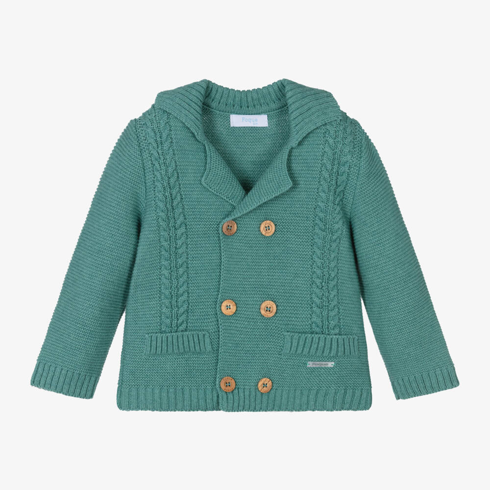 Foque-Boys Sea Green Knitted Cardigan | Childrensalon Outlet