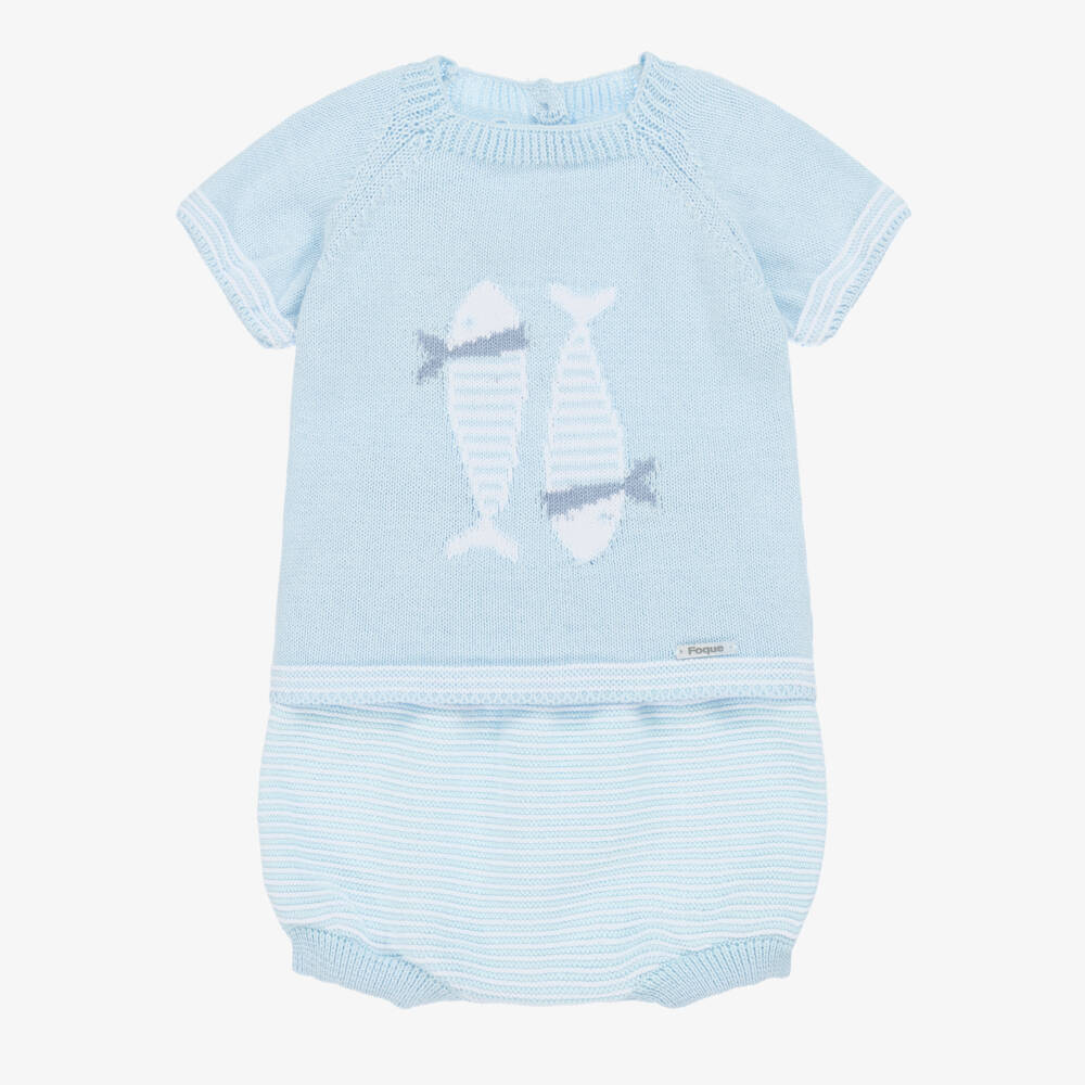 Foque-Мягкий вязаный комплект шорт с рыбками для мальчиков | Childrensalon Outlet