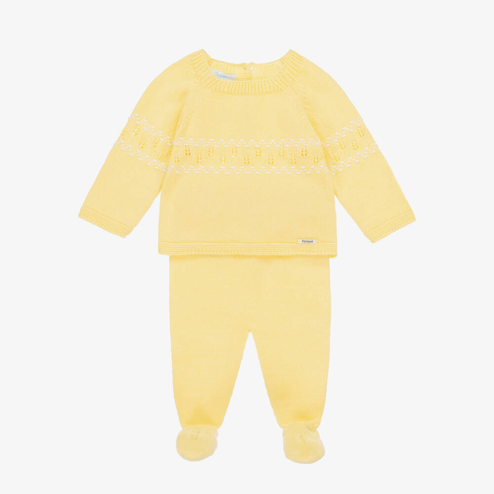 Foque-Boys Soft Yellow Knit Ensemble | Childrensalon Outlet