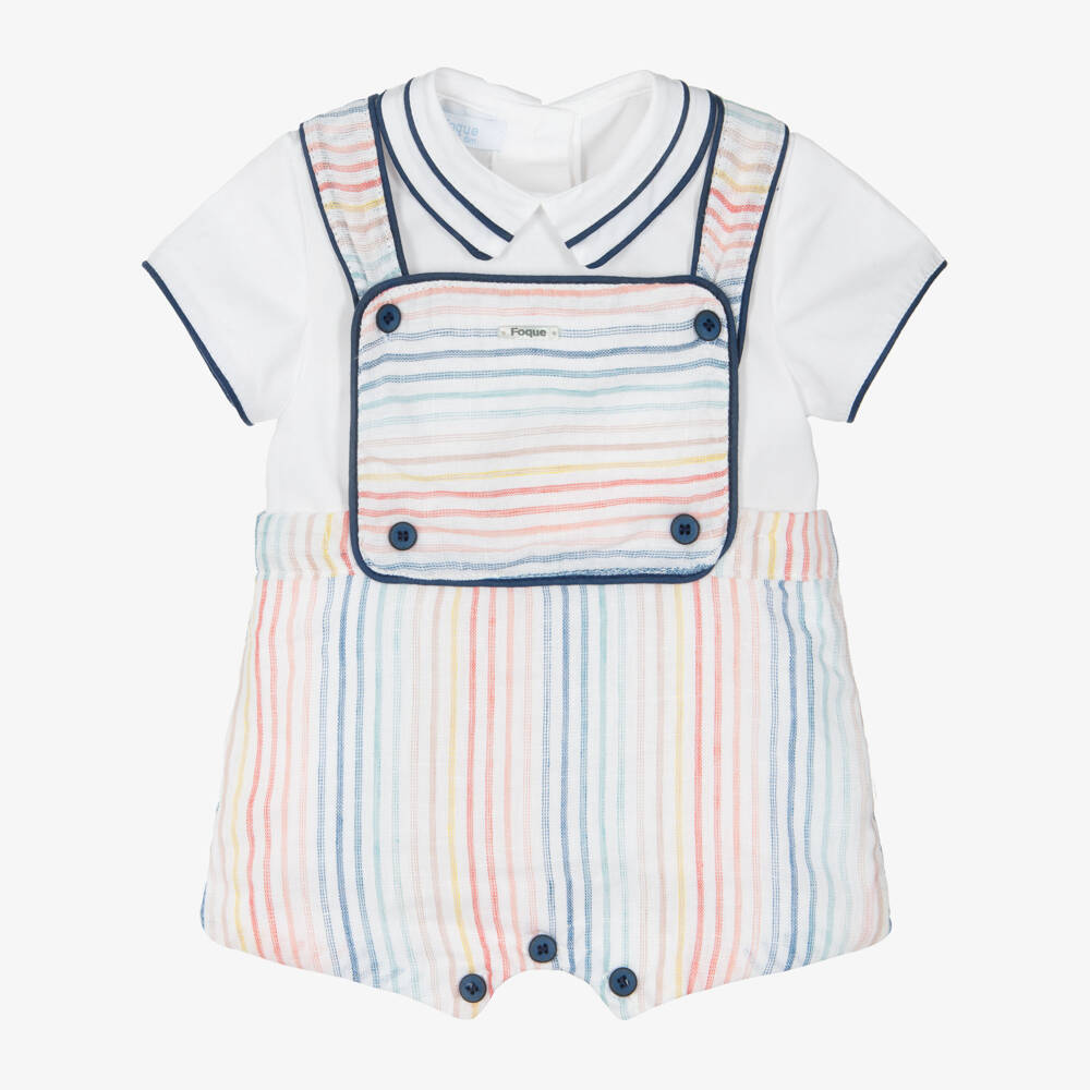 Foque-Boys Striped Pastel Dungaree Ensemble | Childrensalon Outlet
