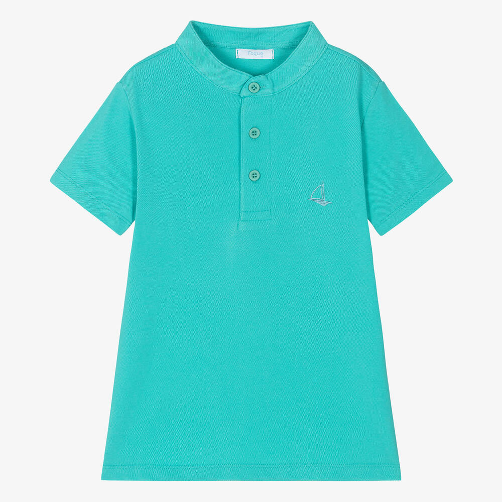 Foque-Boys Turquoise Blue Cotton Polo Shirt | Childrensalon Outlet