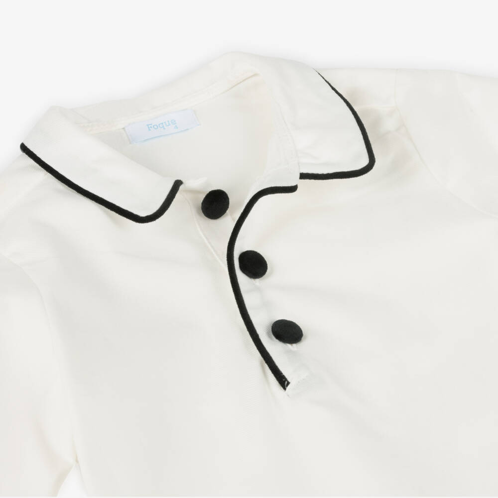 Foque-طقم شورت مخمل لون أسود وعاجي للأولاد | Childrensalon Outlet