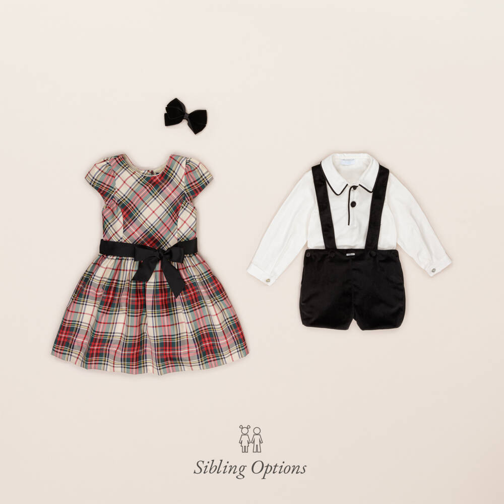 Foque-طقم شورت مخمل لون أسود وعاجي للأولاد | Childrensalon Outlet