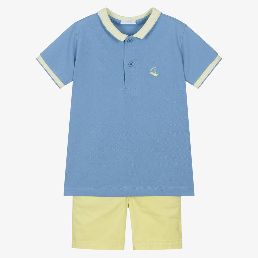 Foque-Яркий хлопковый комплект рубашка поло и шорты для мальчиков | Childrensalon Outlet
