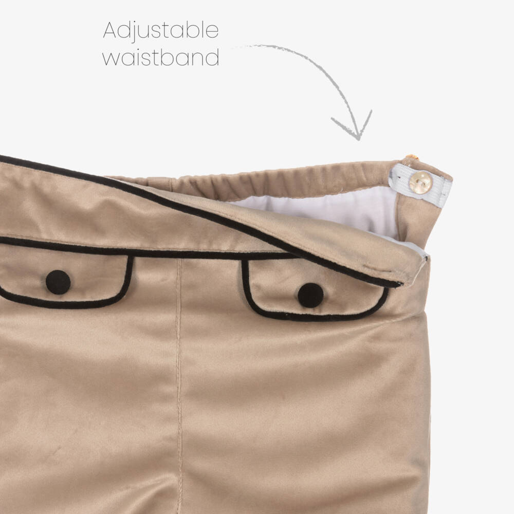 Foque-Boys White & Beige Velvet Shorts Set | Childrensalon Outlet