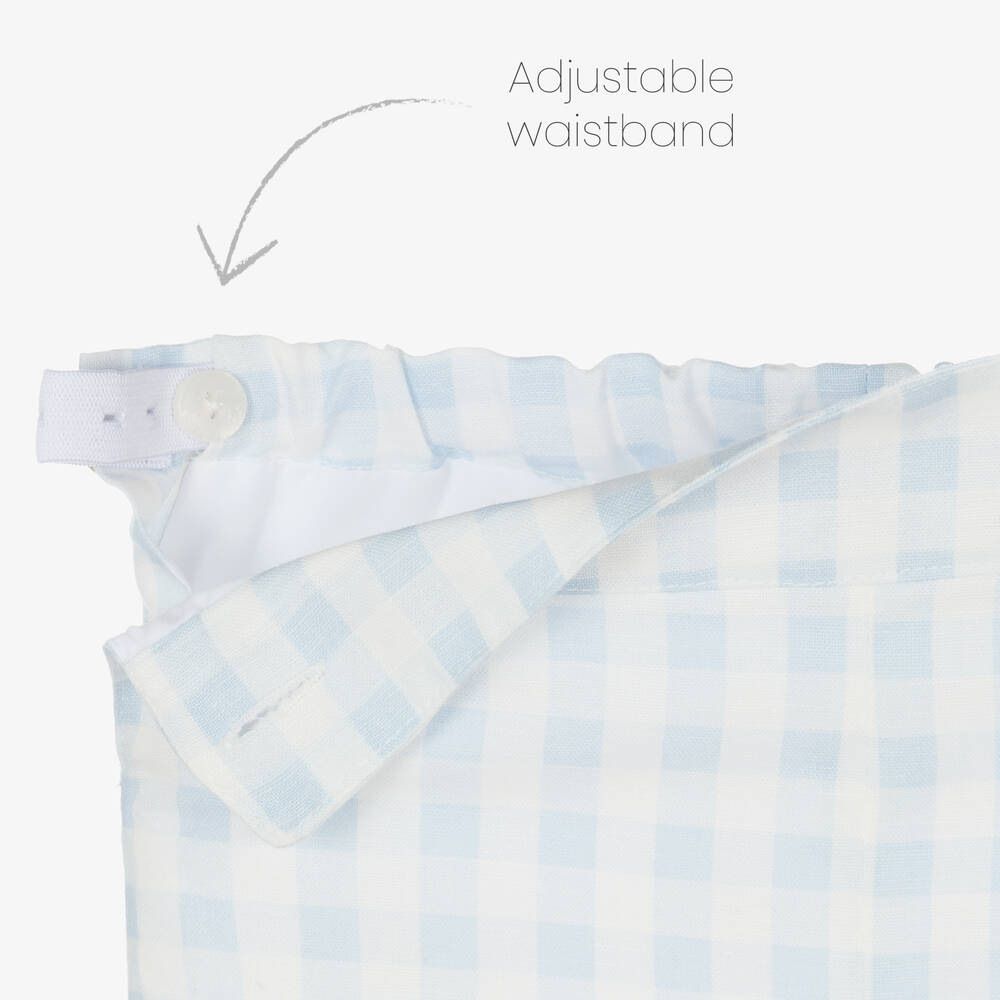 Foque-Boys White & Blue Checked Shorts Set | Childrensalon Outlet