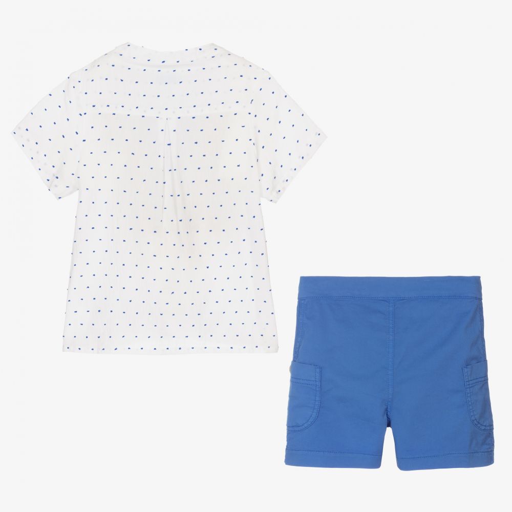 Foque-Boys White & Blue Shorts Set | Childrensalon Outlet