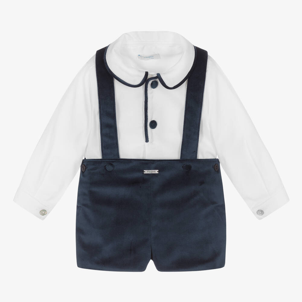 Foque - Shorts-Set in Weiß und Navyblau | Childrensalon