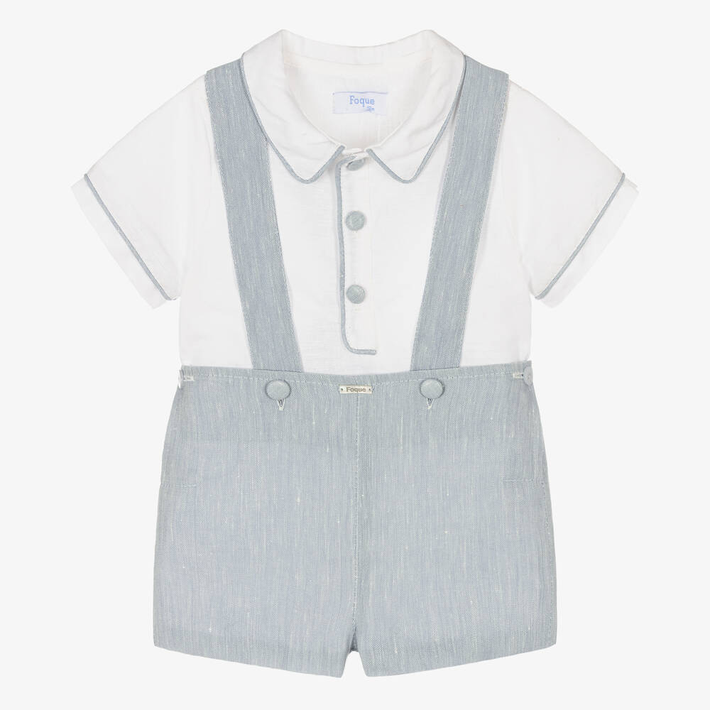 Foque - Top & Shorts Set in Weiß und Blau | Childrensalon