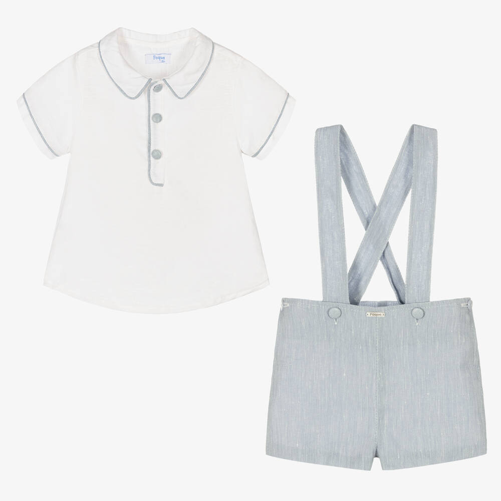 Foque-Белая рубашка и голубые шорты | Childrensalon Outlet