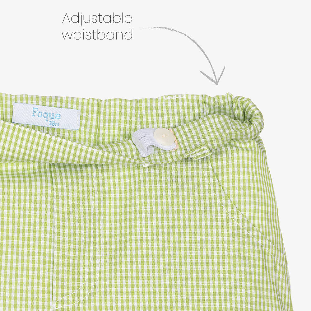 Foque-Белый топ и зеленые шорты в клетку | Childrensalon Outlet