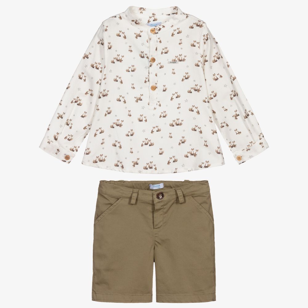 Foque-Бело-зеленый комплект с шортами для мальчиков | Childrensalon Outlet