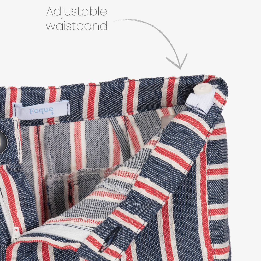 Foque-Белая рубашка и синие шорты из хлопка в полоску | Childrensalon Outlet