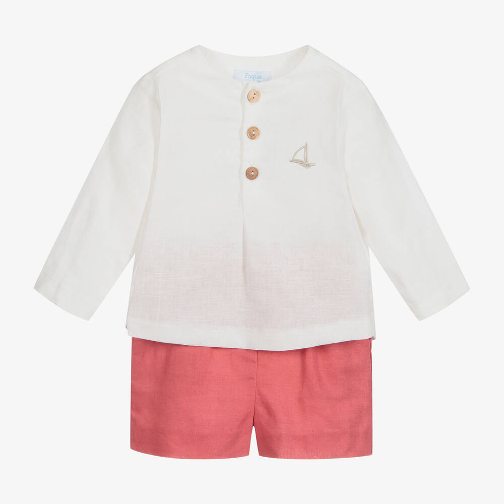 Foque - Комплект из белого топа и красных шорт для мальчиков | Childrensalon