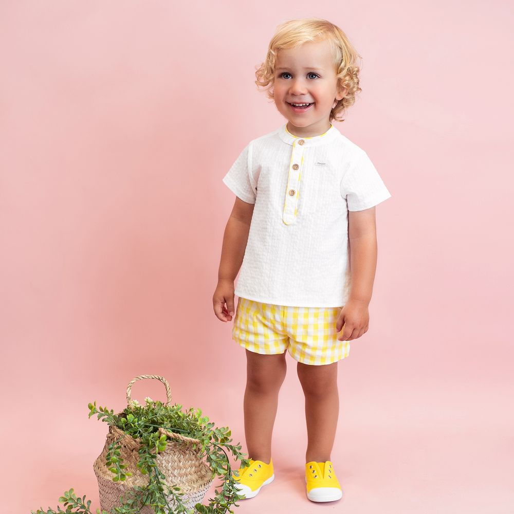 Foque Ensemble Short Blanc Et Jaune Garcon Childrensalon Outlet