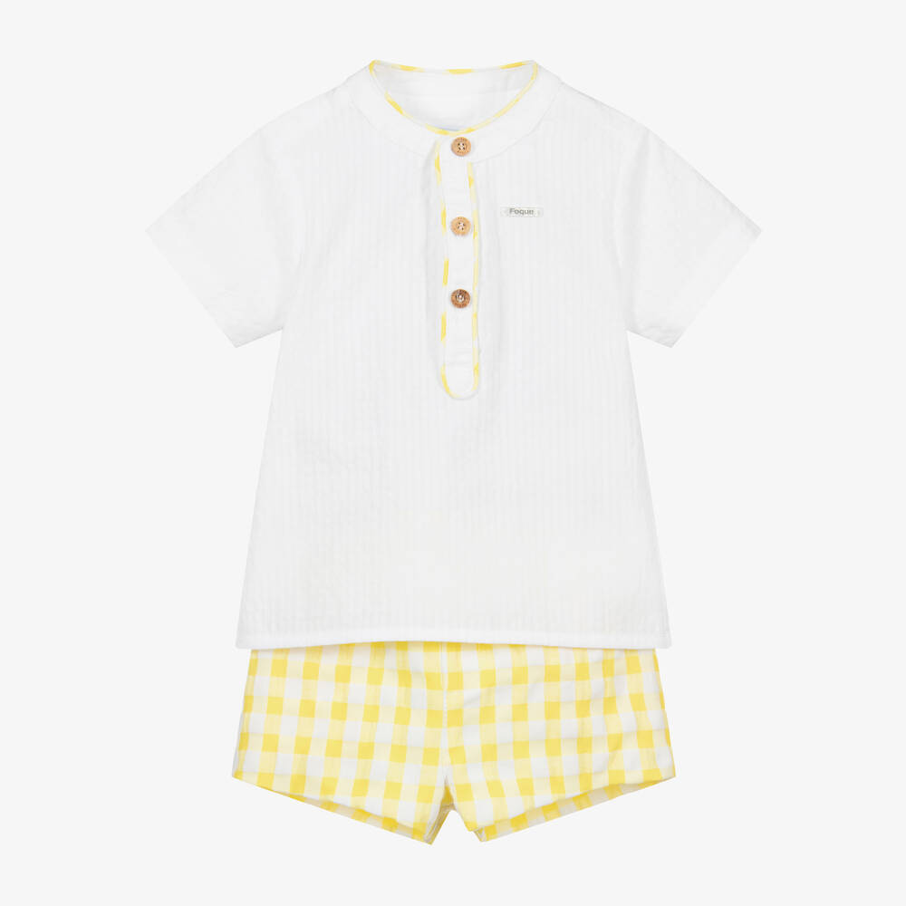 Foque - Ensemble short blanc et jaune Garçon | Childrensalon