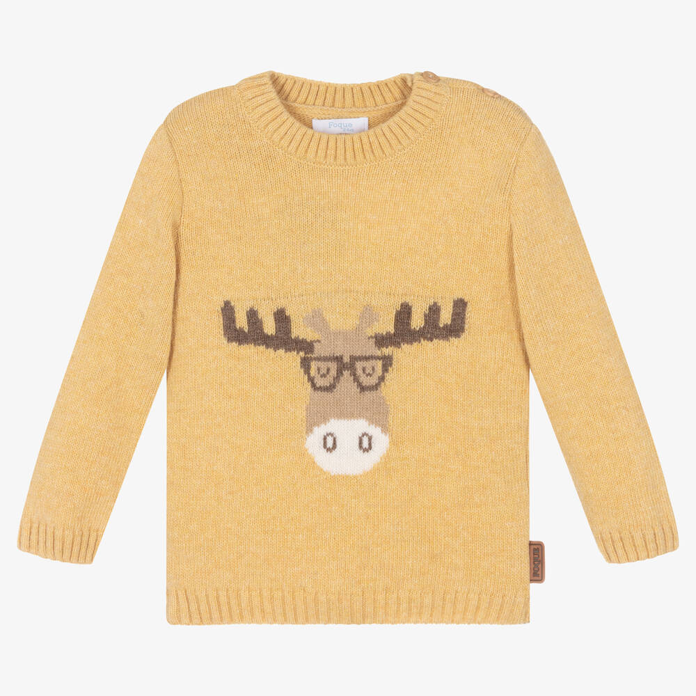 Foque - Желтый шерстяной свитер с лосем | Childrensalon