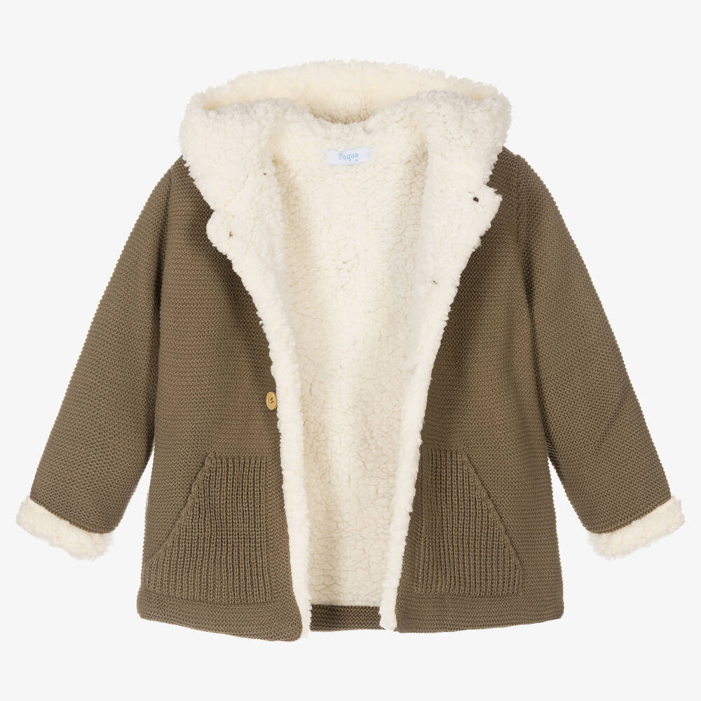 Foque-Коричневое трикотажное пальто с капюшоном | Childrensalon Outlet