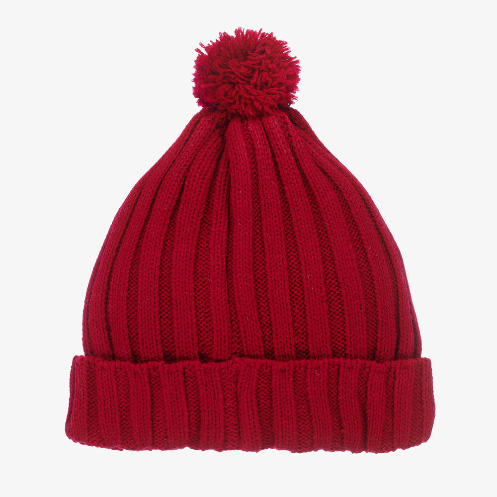 فوكيه-قبعة بوم-بوم أكريليك محبوك لون أحمر برغندي | Childrensalon Outlet