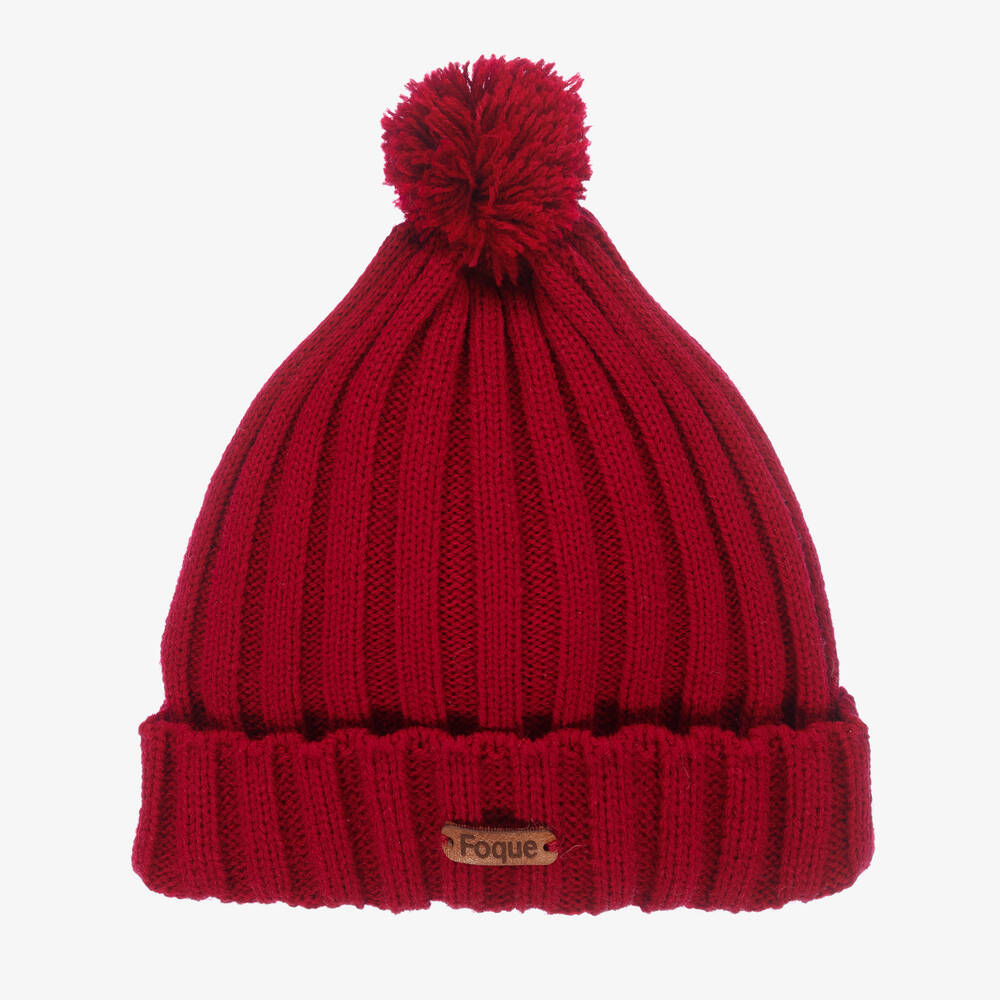 Foque - قبعة بوم-بوم أكريليك محبوك لون أحمر برغندي | Childrensalon