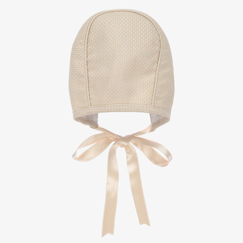 Foque-Girls Beige Cotton Bonnet | Childrensalon Outlet