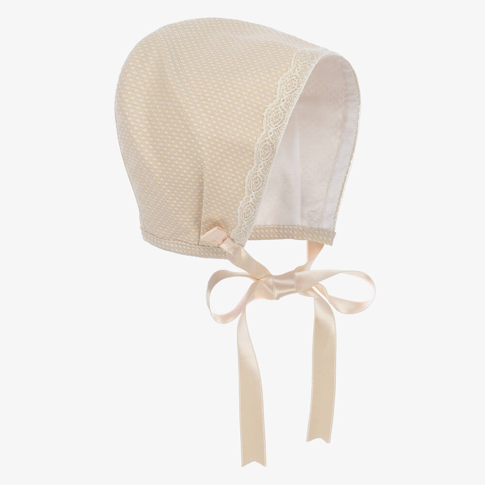 Foque - Girls Beige Cotton Bonnet | Childrensalon