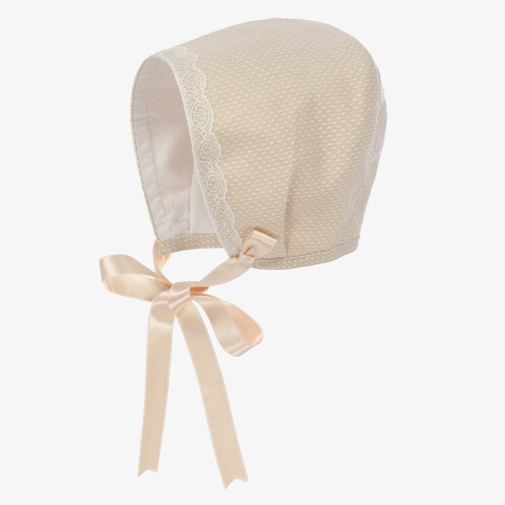 Foque-Girls Beige Cotton Bonnet | Childrensalon Outlet