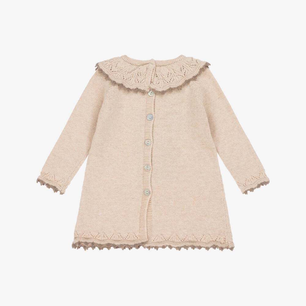 Foque-Girls Beige Deer Knitted Dress | Childrensalon Outlet
