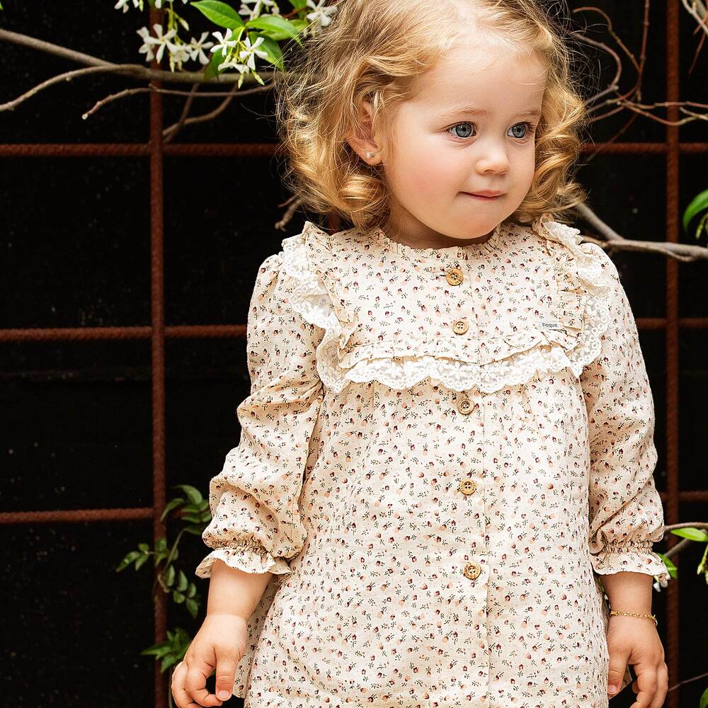 Foque-Бежевое платье в цветочек | Childrensalon Outlet