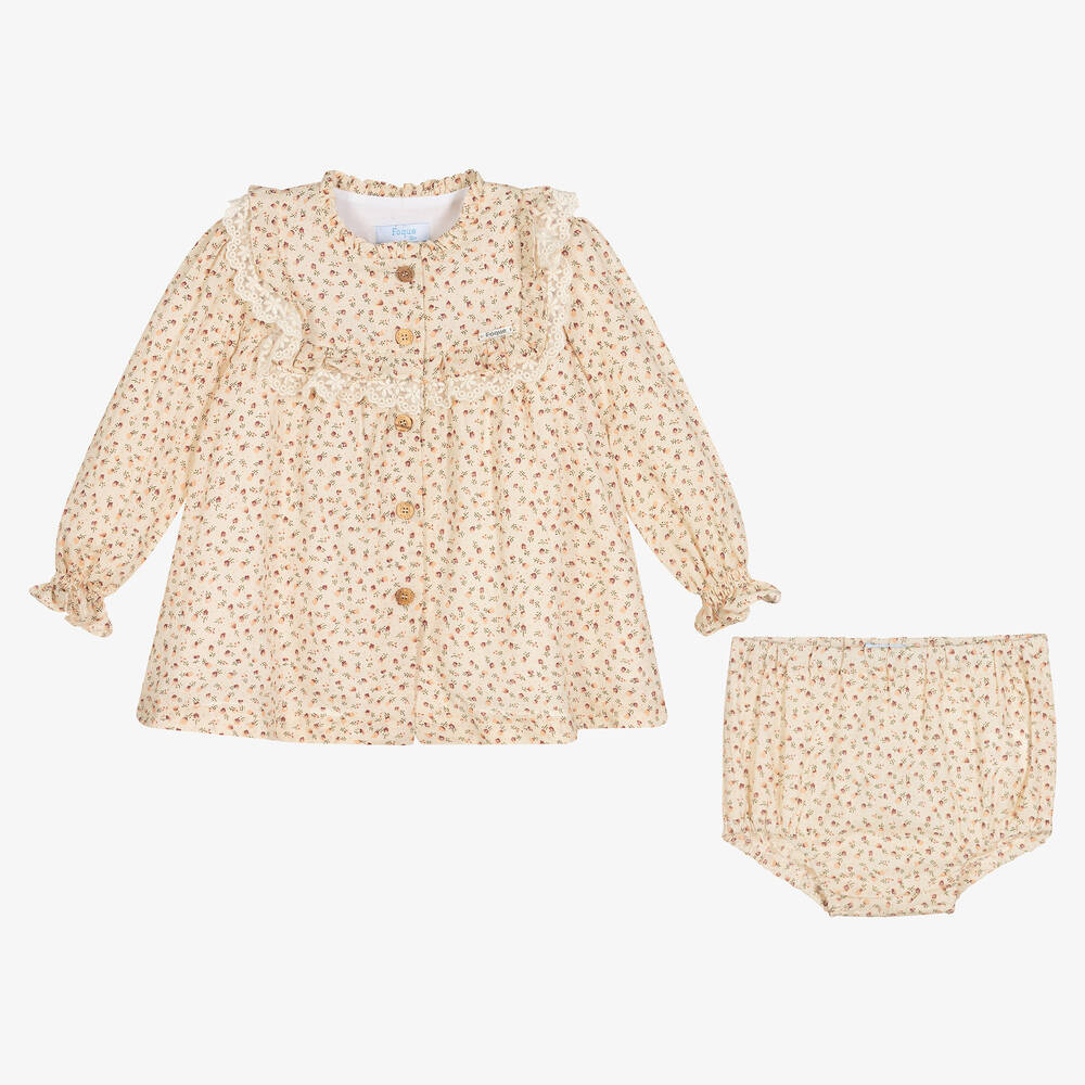 Foque-Бежевое платье в цветочек | Childrensalon Outlet