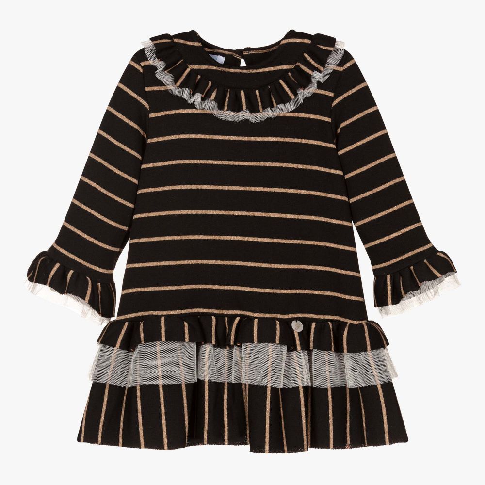 Foque - Robe noire en maille de coton Fille  | Childrensalon