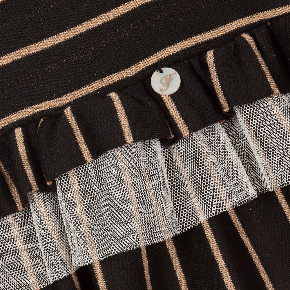 Foque-Girls Black Cotton Knit Dress  | Childrensalon Outlet