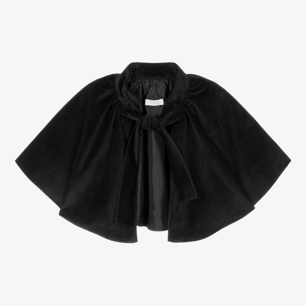 Foque - Girls Black Velvet Cape | Childrensalon