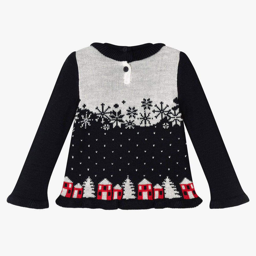 Foque-Girls Blue Festive Sweater | Childrensalon Outlet