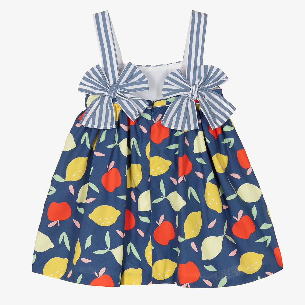 Foque-Синее хлопковое платье с фруктами | Childrensalon Outlet